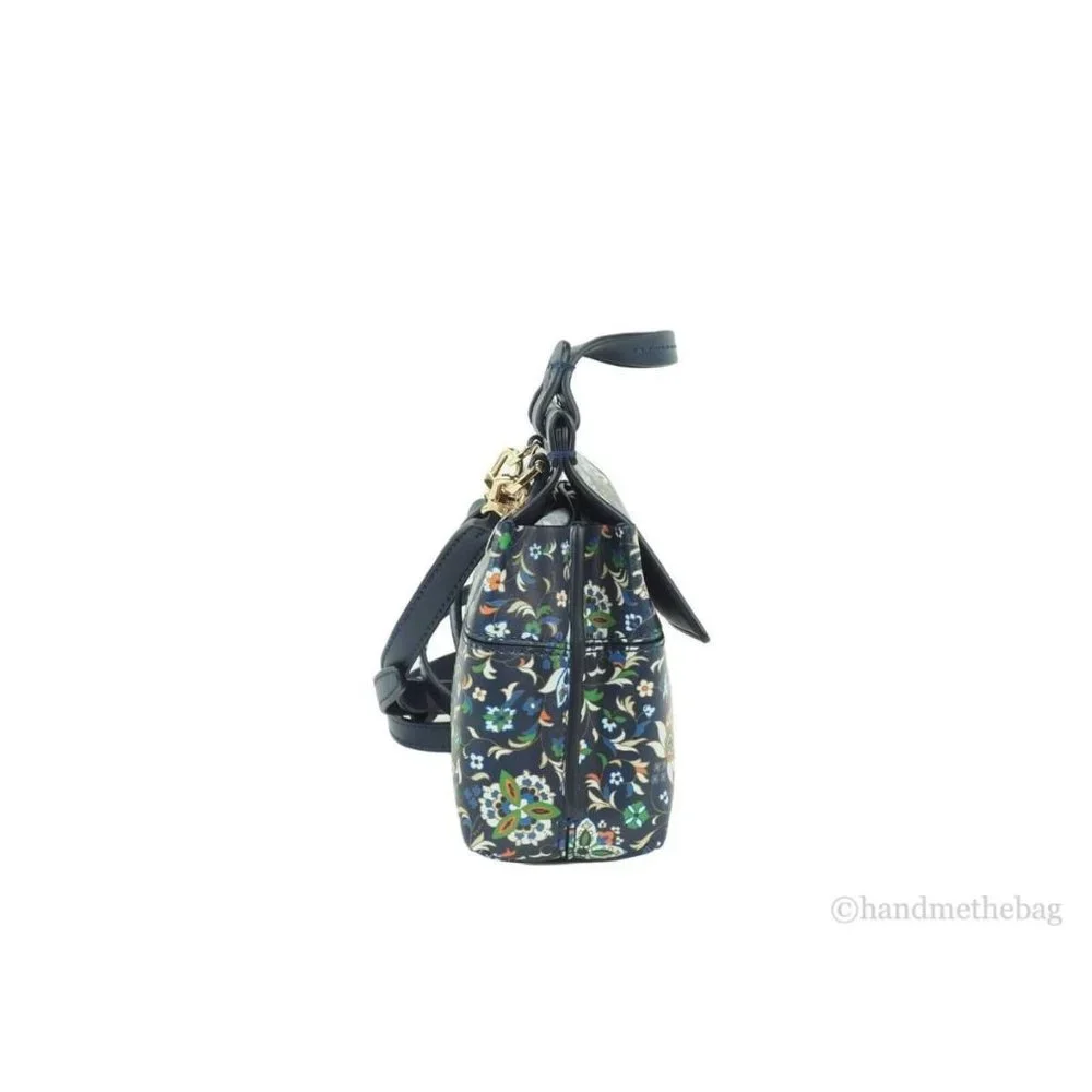 NEW Tory Burch Block Navy Soleil Floral Leather Mini Satchel Crossbody Bag - Picture 14 of 14
